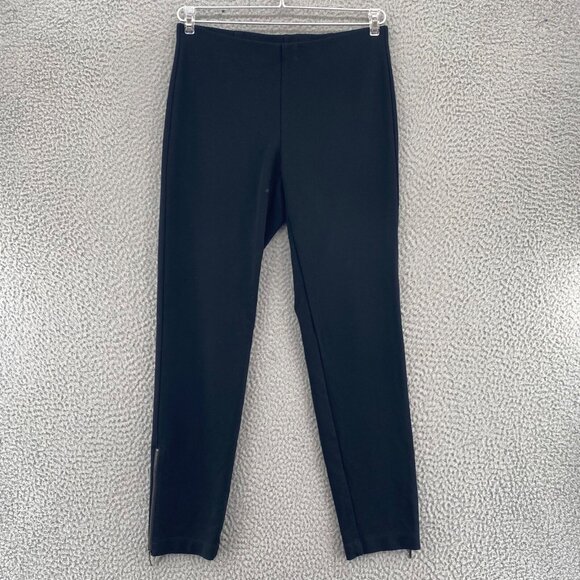 Eileen Fisher Pants Women Extra Small Black Ponte Knit Ankle Zip Pull On Legging - Picture 1 of 12
